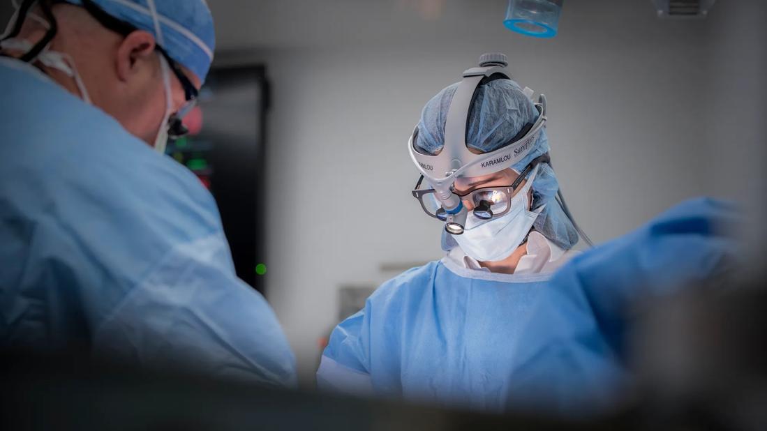 Surgeon looking down in the operating room