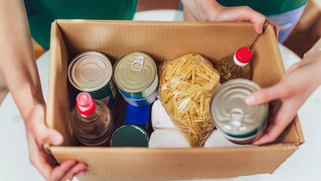 Box of goods for food pantry