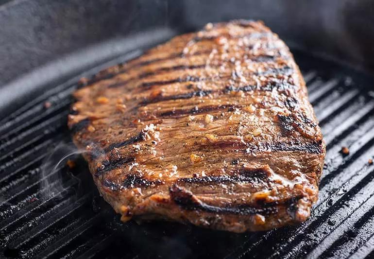 close up of a grilled flank steak