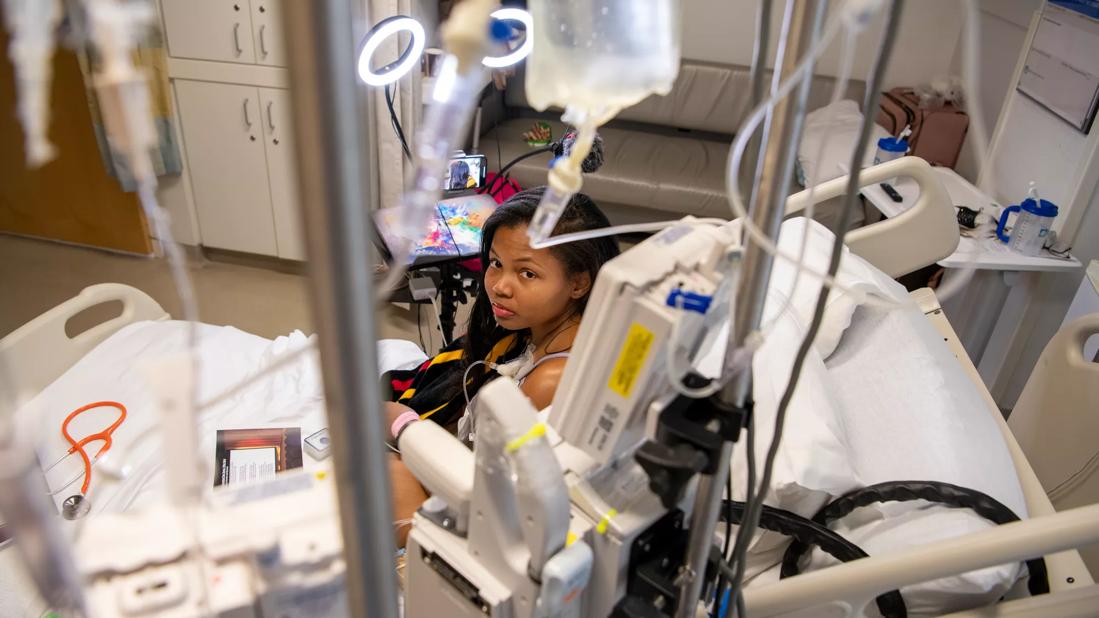 Patient in hospital getting bone marrow transplant