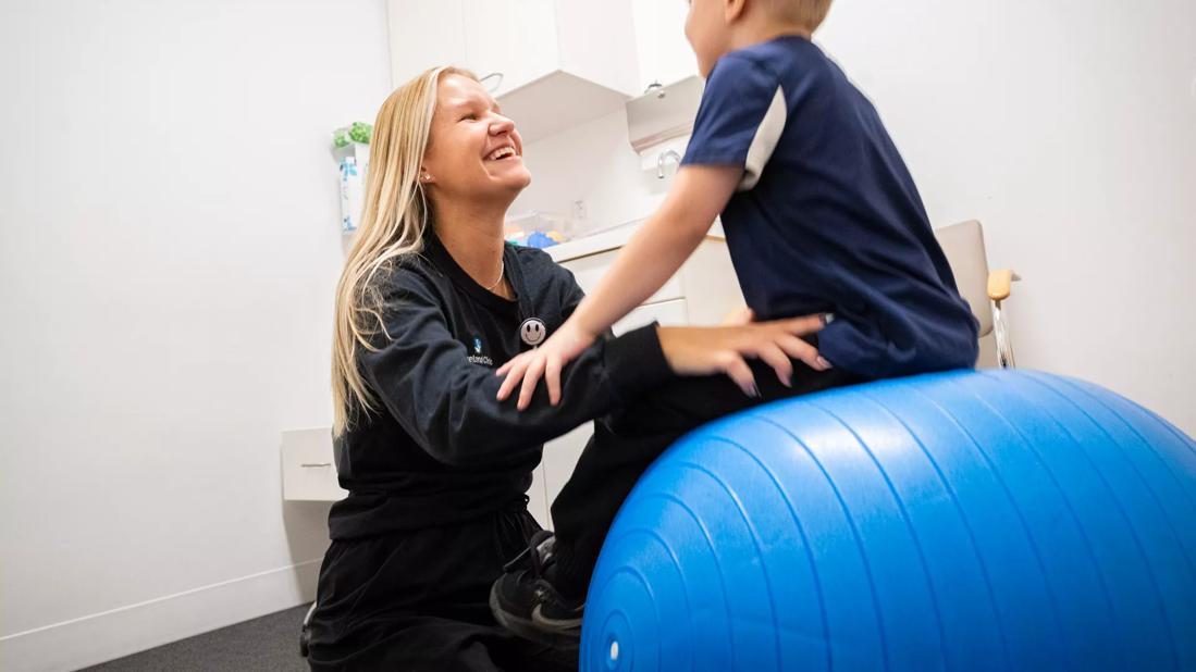 child using exercise ball