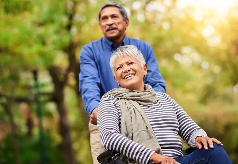 MS patient and her husband enjoying the outdoors