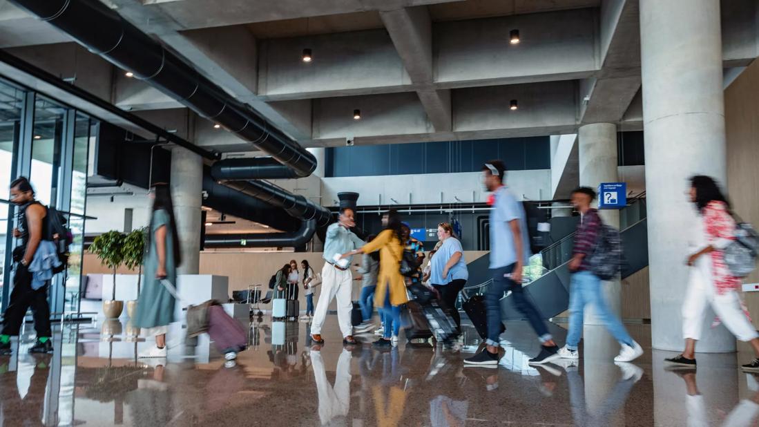 Arrivals at a busy airport