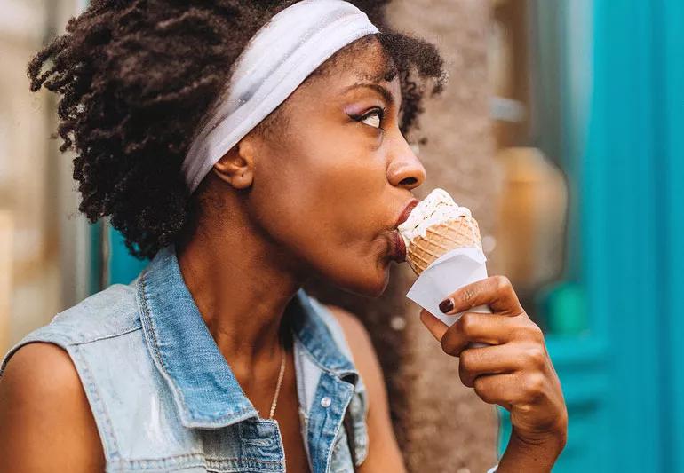 woman eating ice cream