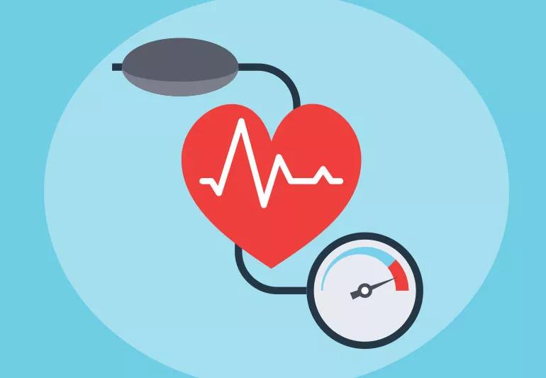 Illustration of blood pressure showing heart fluctuation