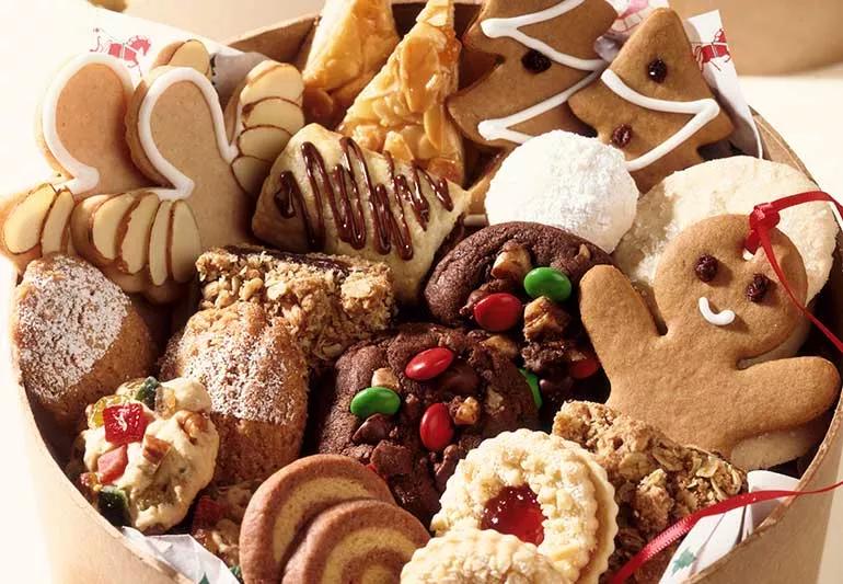 Basket of holiday desserts.