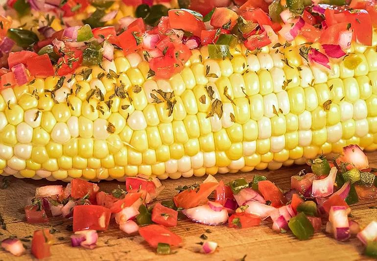 corn on the cob with salsa