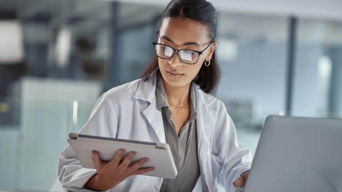 Nurse working at computer