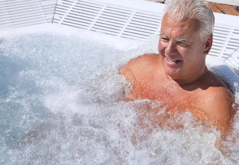 Older man in hot tub