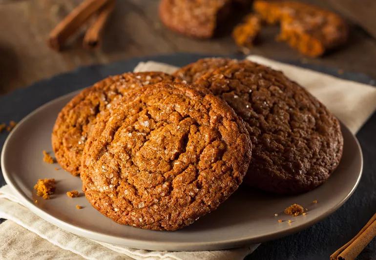 gingersnap cookies on a plate