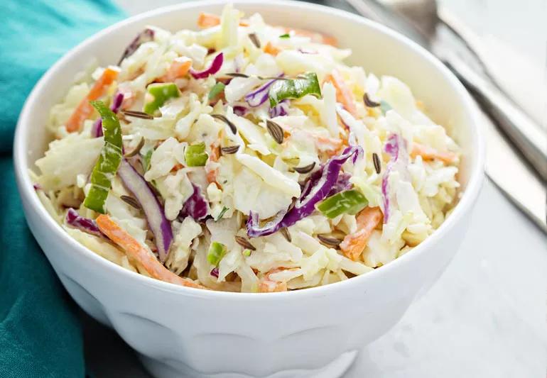 A bowl of old fashioned cole slaw