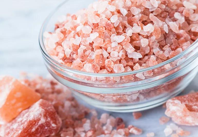 A bowl of pink sea salt