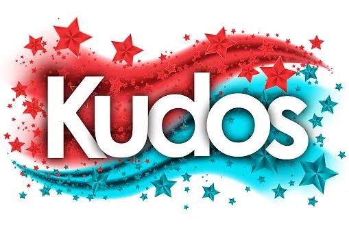 The word Kudos surrounded by stars