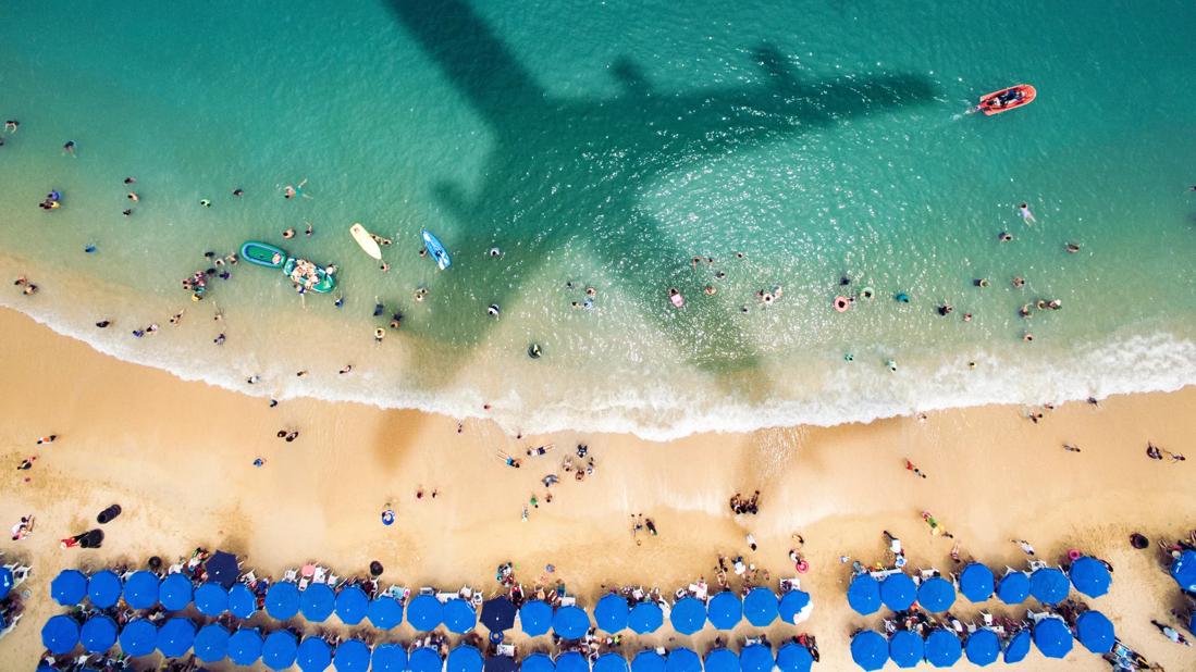 View of a beach from a plane