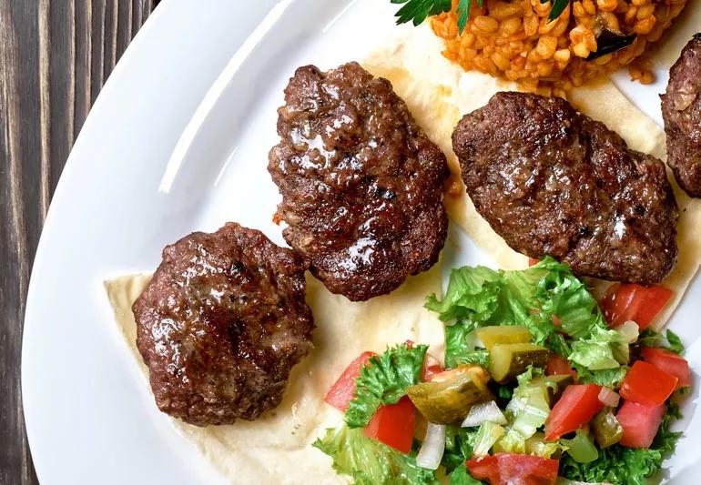 lamb meatballs and salad