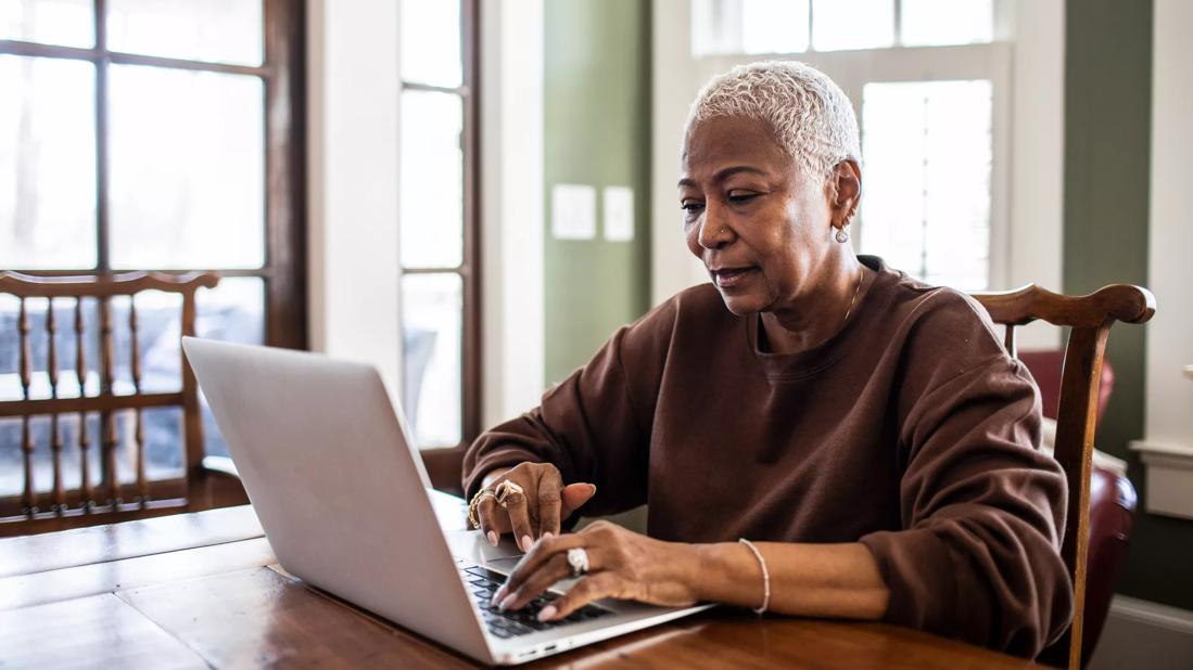 older woman using computer