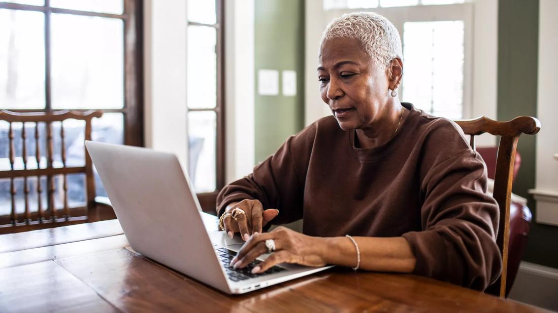 older woman using computer