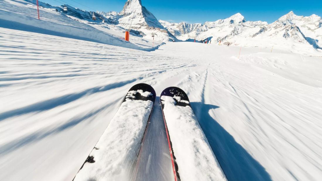 Image of skiis going downhill