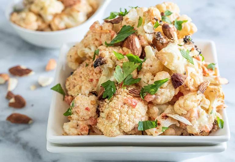 roasted Cauliflower with Red Pepper Sauce