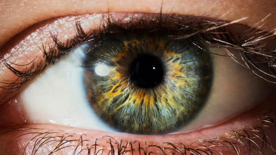 Close up of hazel-colored eye