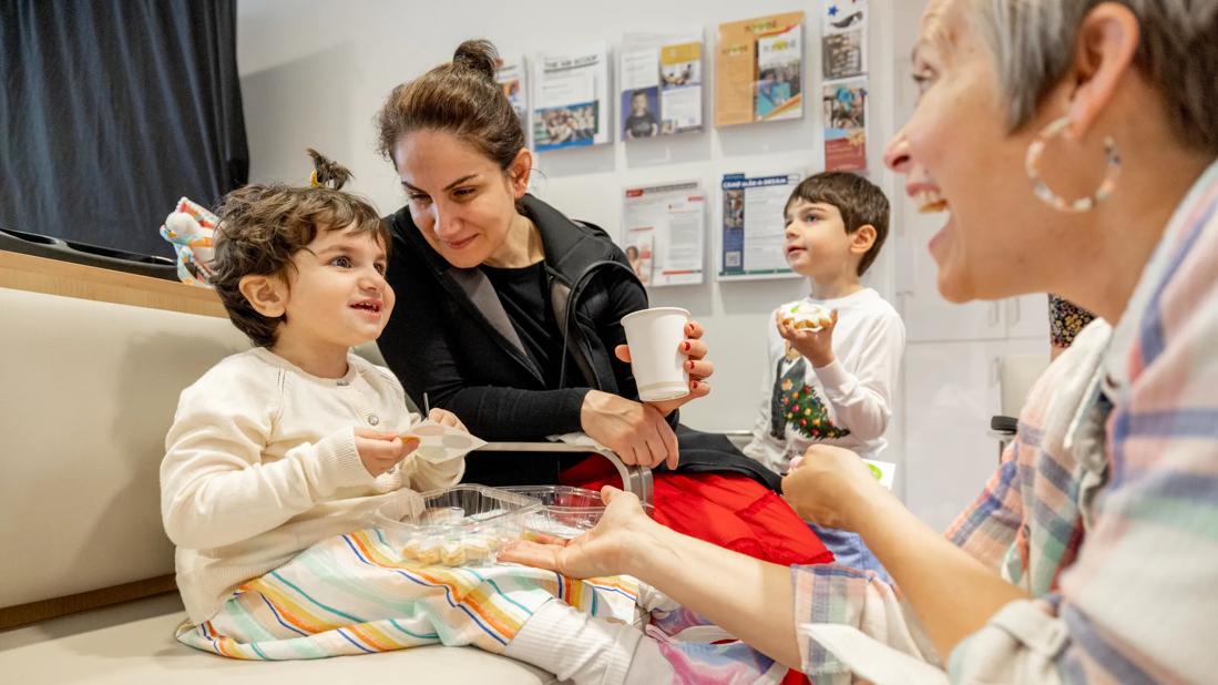 mother and daughter on pediatric oncology ward