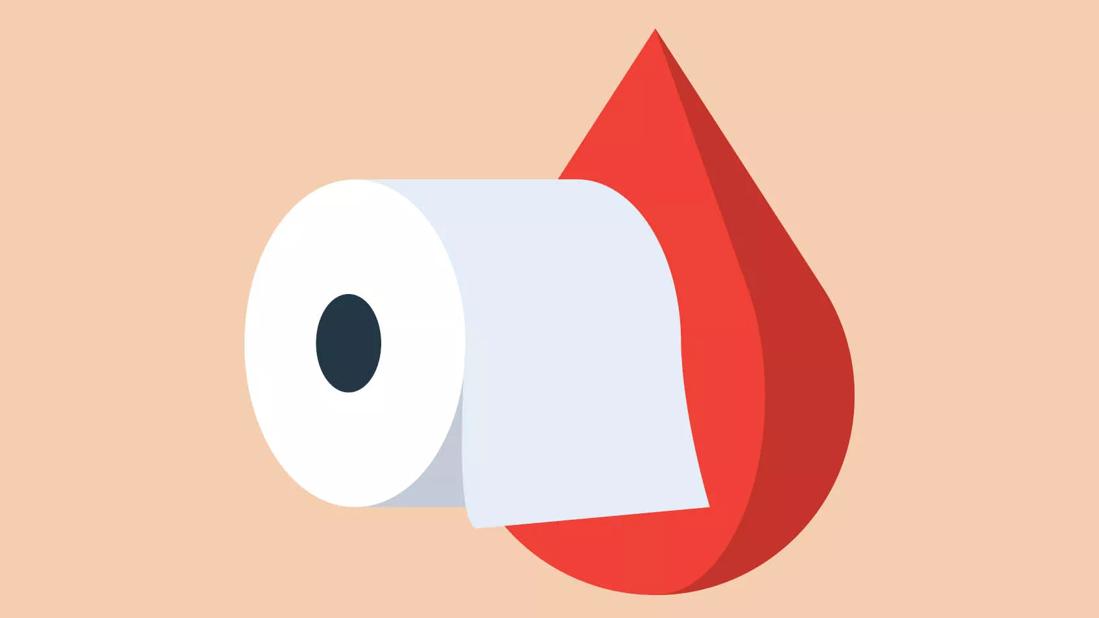 Illustration of toilet paper and blood drop