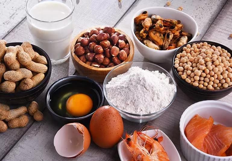 variety of food allergens such as eggs, milk, wheat, shellfish and nuts
