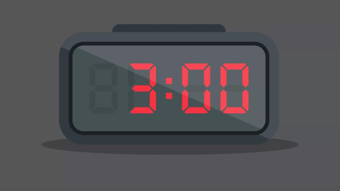 Illustration of an alarm clock at three o'clock AM