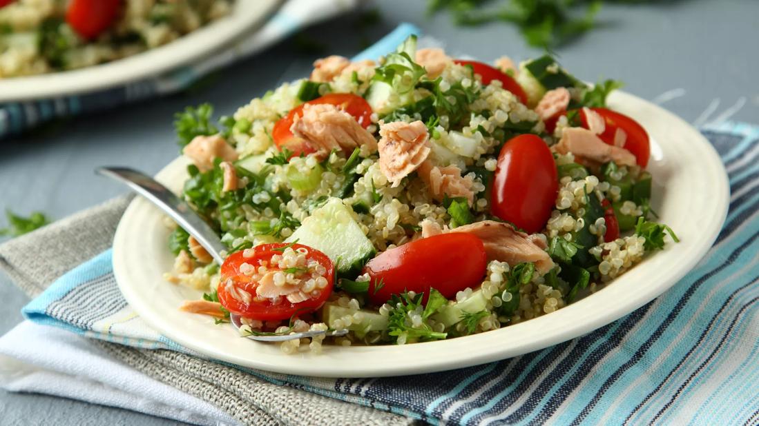 Toasted Quinoa and Salmon Salad