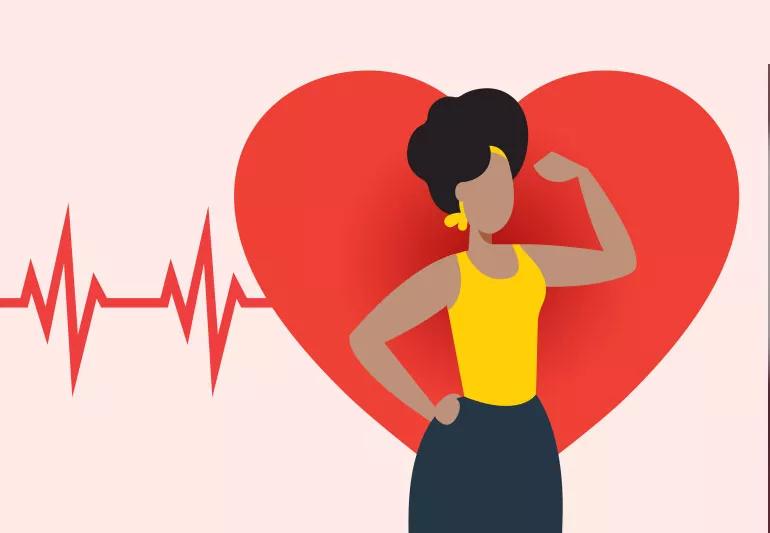 illustration of Fit woman displaying heart health