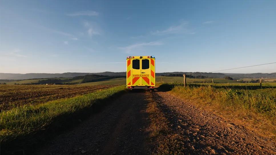 ambulance on rural road