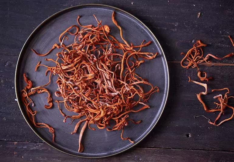 Plate with cordyceps.