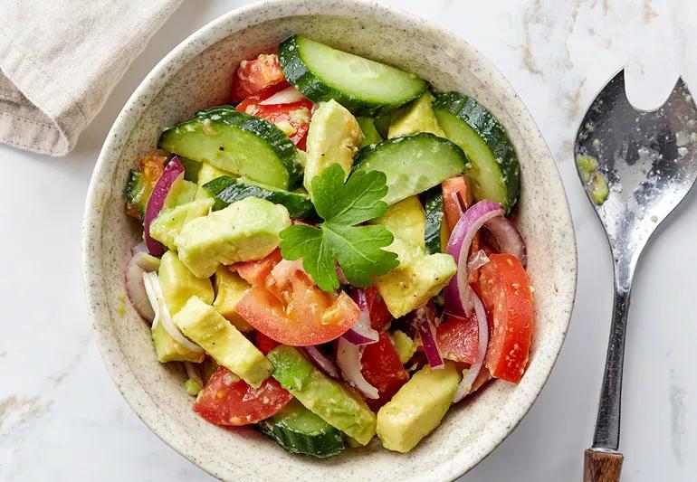 tomato cucumber and avocado salad