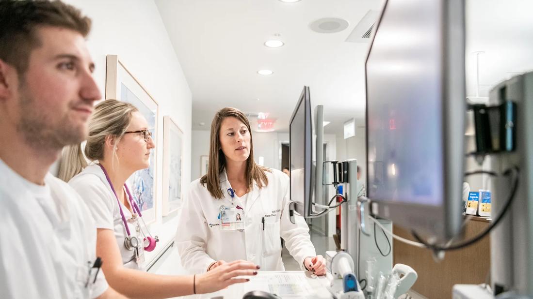 Nurses entering information onto computers