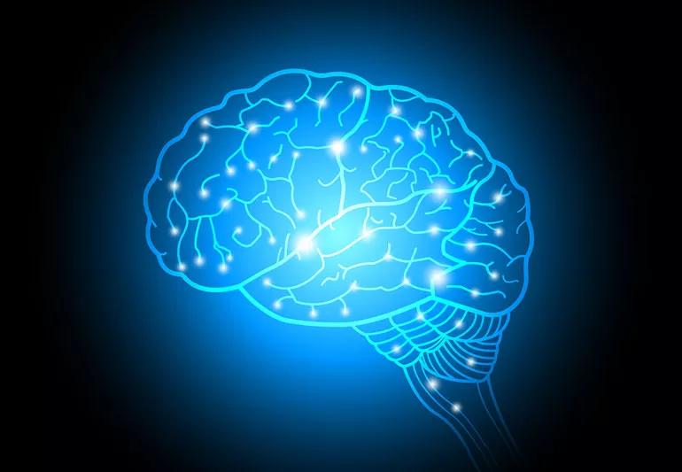 illustration of the brain and electrical impulses