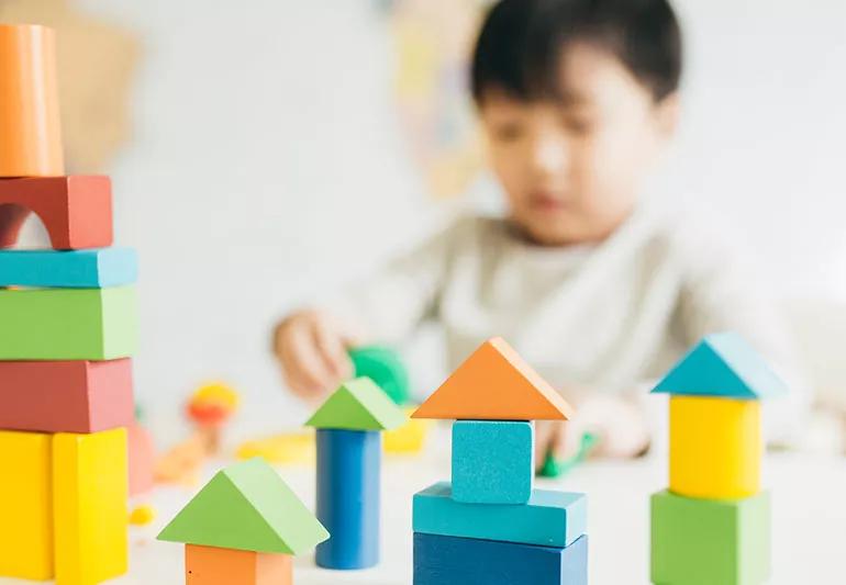 Child playing with blocks