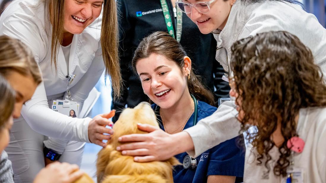 Nurses with therapy dog