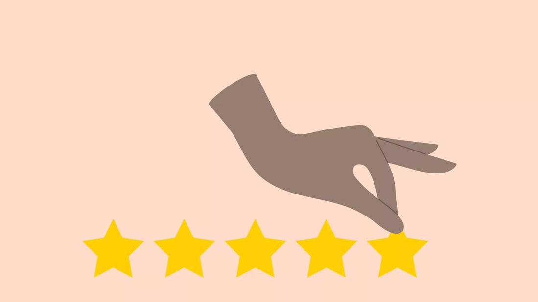 a floating hand giving 5 stars