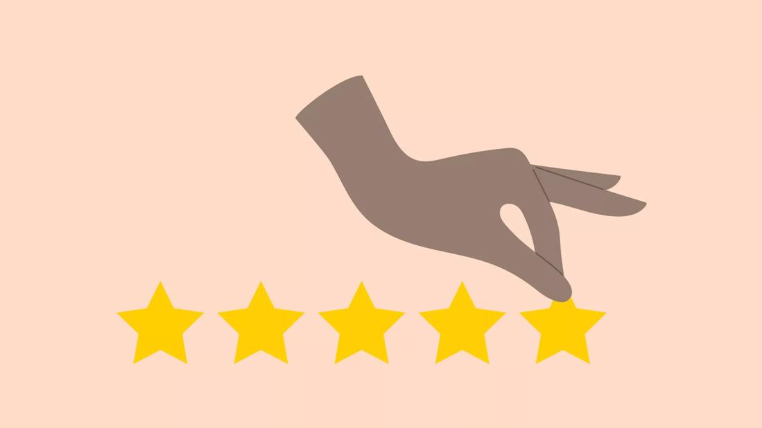 a floating hand giving 5 stars