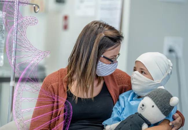 mother and daughter on pediatric oncology ward