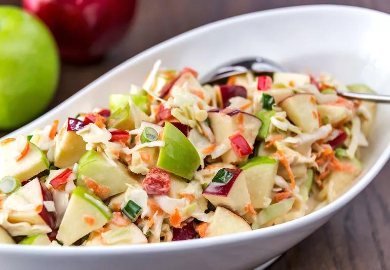 holiday cabbage slaw with apples and cranberries