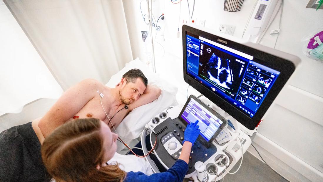 Patient undergoing echocardiogram