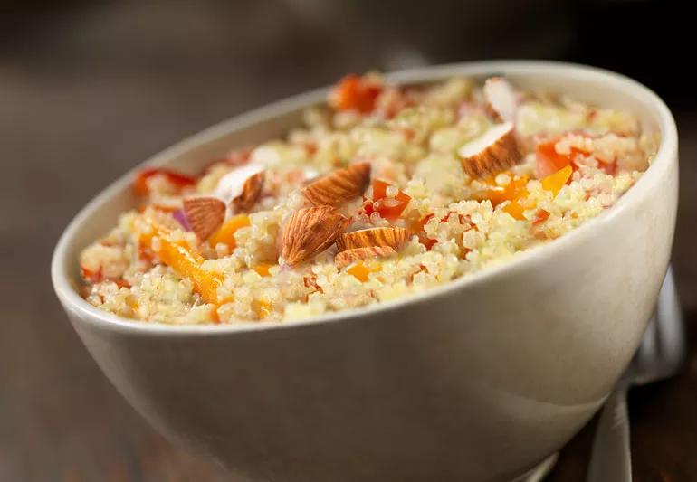 quinoa with mangos tomatoes and almonds