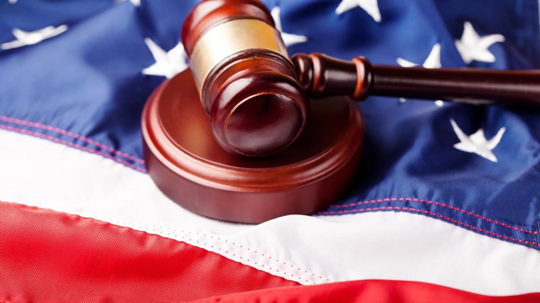 American flag with gavel