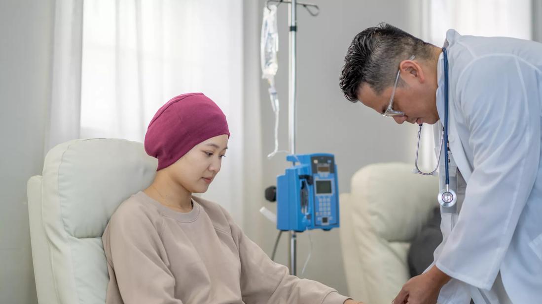 Woman receiving chemotherapy