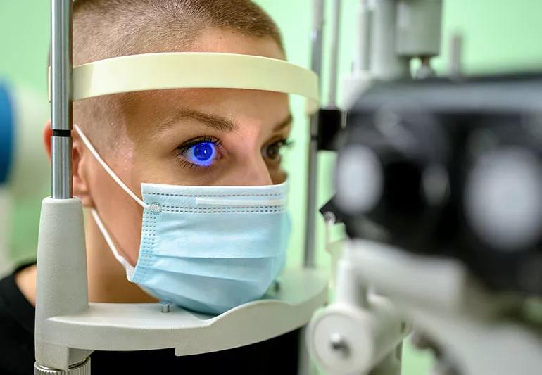A person undergoing an eye exam
