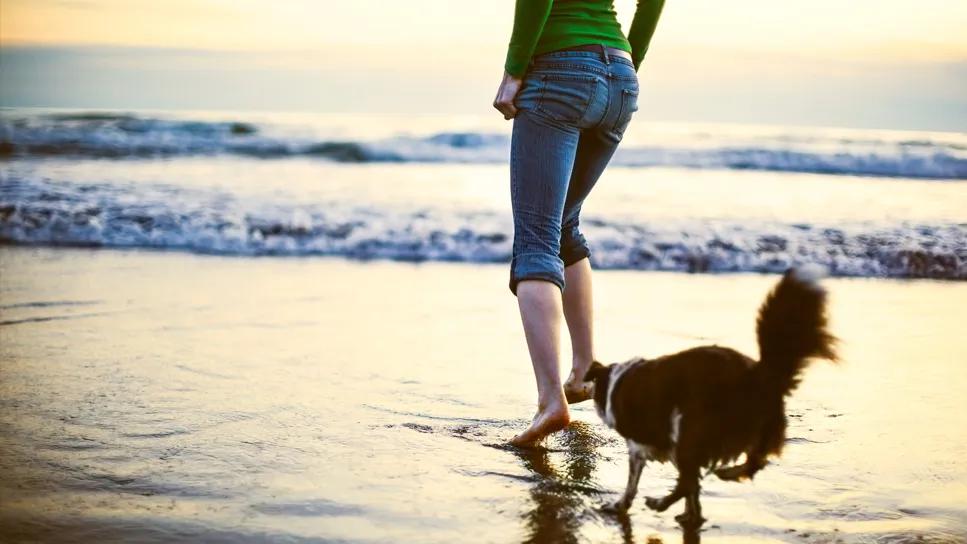 Woman running on beach