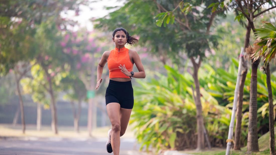 Person running in park