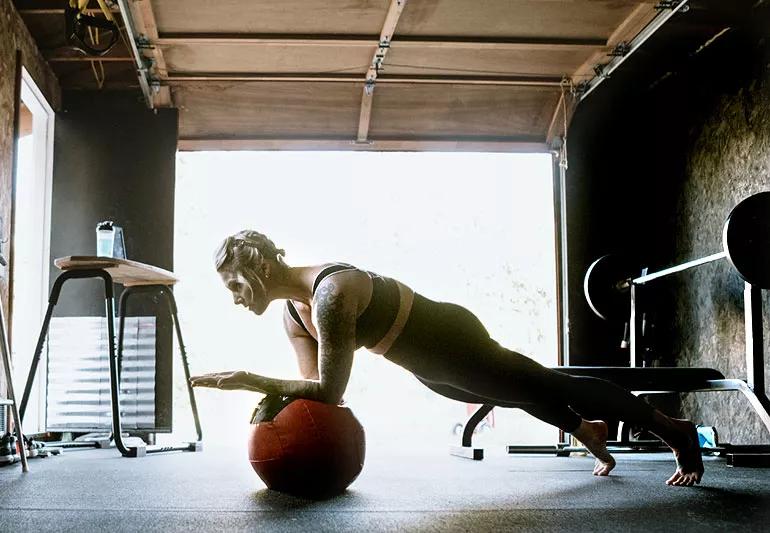 woman working out in her home gym
