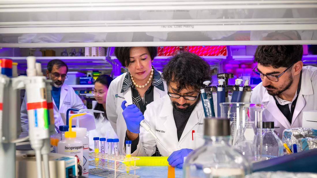 Researchers standing in laboratory